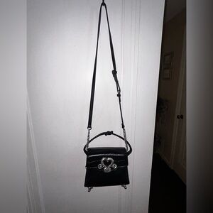 Brighton Black Crossbody Bag with Silver Detailing